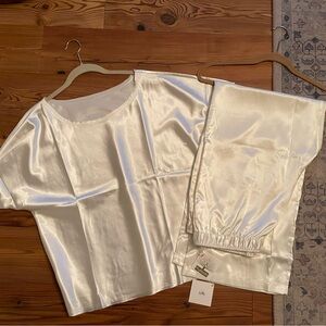 Luxurious Cream Satin Pajama Set